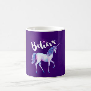 Mug Croyez avec Unicorn dans les aquarelles pastel