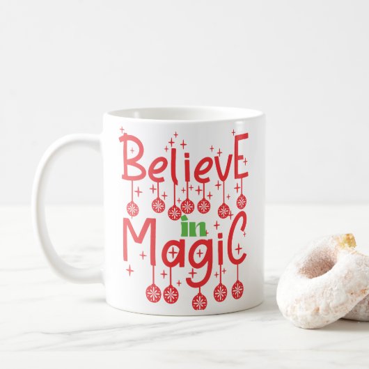 Mug Croyez en la citation magique de Noël (Avec donut)