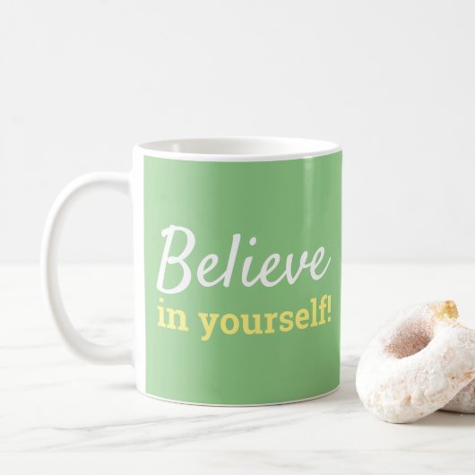 Mug Croyez en votre inspiration Citation Vert Blanc (Avec donut)