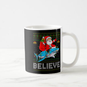 Mug Croyez Xmas Drôle de Père Noël à Vélo Shark Moche