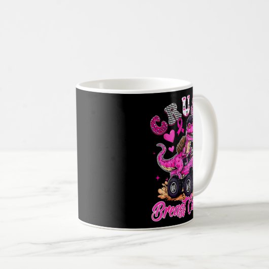 Mug Crush Breast Cancer Dinosaur T Rex Monster Truck B (Devant droit)