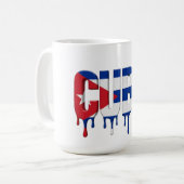 Mug Cuba Drip Texte | Drapeau des Caraïbes | Fan (Devant gauche)
