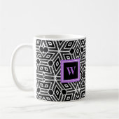Mug Cube blanc gris noir avec Monogramme violet (Gauche)