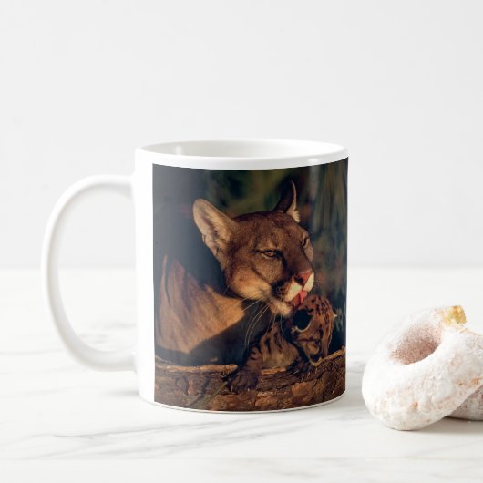 Mug Cube lécher panthère de Floride (Avec donut)