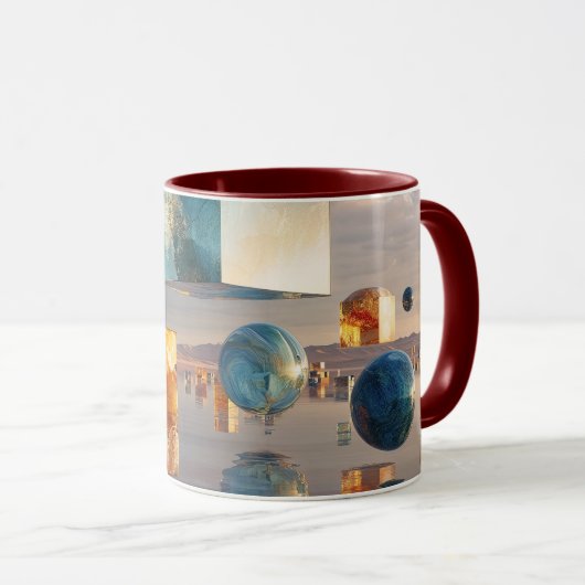 Mug Cubes et sphères flottants surréalistes (Devant droit)