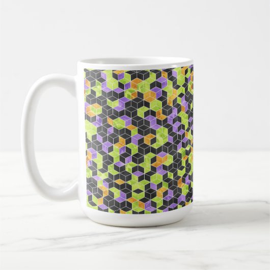 MUG CUBES HALLOWEEN VERT ORANGE NOIR (Gauche)