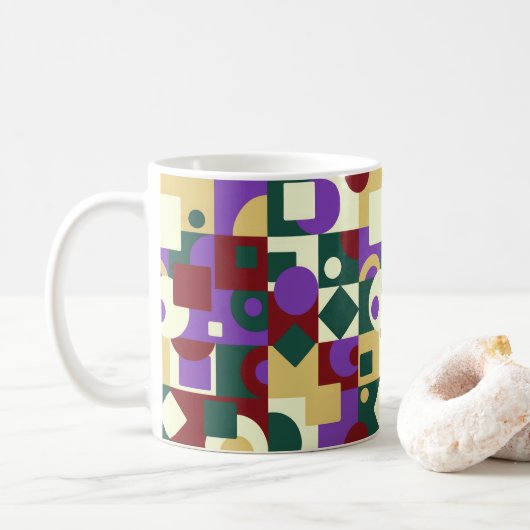 Mug Cubisme d'art moderne Cercles Carré Amateurs de ca (Avec donut)