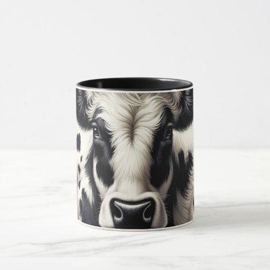 Mug Cuir de vache noir et blanc Aspect fourrure peluch (Centre)
