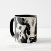 Mug Cuir de vache noir et blanc Aspect fourrure peluch (Devant gauche)