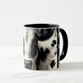 Mug Cuir de vache noir et blanc Aspect fourrure peluch (Devant droit)