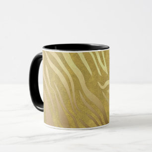 Mug Cuir doré bronze imprimé zèbre safari jungle glamo