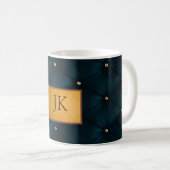 Mug Cuir vert élégant, Diamants, Monogramme (Devant droit)