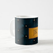 Mug Cuir vert élégant, Diamants, Monogramme (Devant gauche)