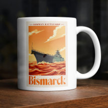 Cuirassé allemand Bismarck - Affiche Navale Vintag