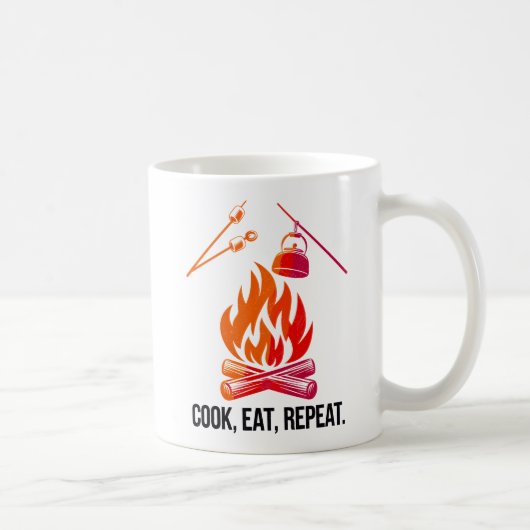 Mug Cuire Manger Répéter Funny Camping Conception de f (Droite)