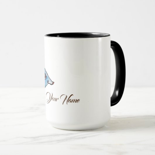 Mug Cuire Poisson Aquarelle Art Nom personnalisé (Devant droit)