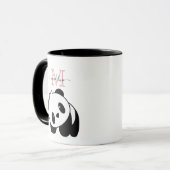 Mug Cuisine Blanc Noir Panda Moderne Rose Monogramme M (Devant gauche)