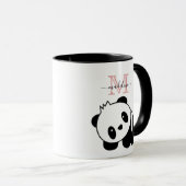 Mug Cuisine Blanc Noir Panda Moderne Rose Monogramme M (Devant droit)