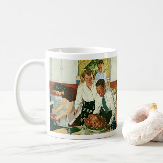 Mug Cuisine familiale vintage Thanksgiving Dîner Cuisi (Avec donut)