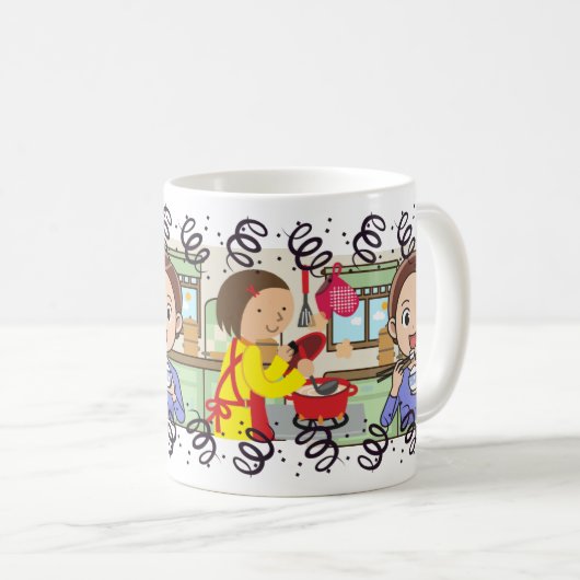 Mug Cuisine Mère Fils Bonne Nourriture Repas (Devant droit)