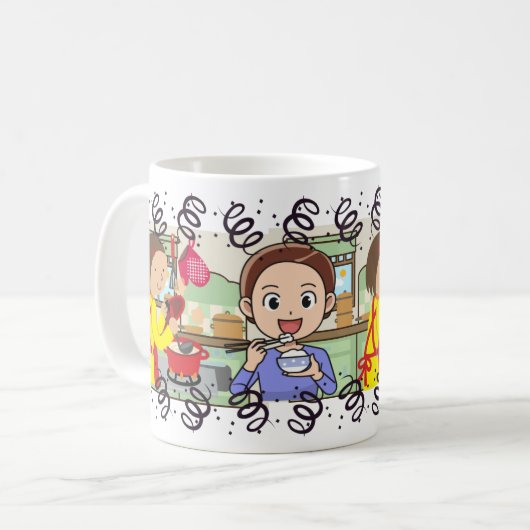 Mug Cuisine Mère Fils Bonne Nourriture Repas (Devant gauche)