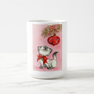 Mug Cuisine Rétro De Noël Chat Et Arbre De Chaton Vint