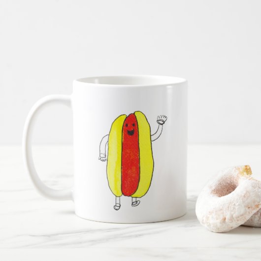 Mug Cuite Hot Dog Kawaii Jaune Rouge Nourriture (Avec donut)