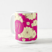 Mug Cuivre floral et jaune pastel sur Fuchsia Pink (Devant gauche)