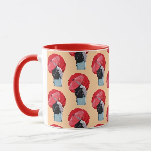 Mug Cultural Vermelho Floral Símbolo da Beleza Japão (Gauche)
