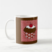 Mug Cupcake au chocolat sur Motif rouge et blanc (Gauche)