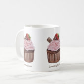 Mug Cupcake Aux Fraises Coupée En Aquarelle  (Devant gauche)