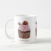 Mug Cupcake Aux Fraises Coupée En Aquarelle  (Gauche)