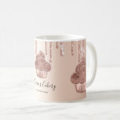 Mug Cupcake Bakery Pastry Chef Glitter Drips Rose Gold (Devant droit)