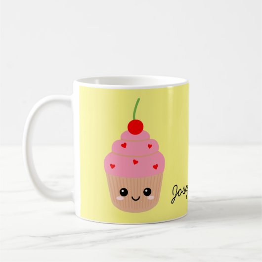 Mug Cupcake Rose, Mignonne Coupe Personnalisée, Pl (Gauche)