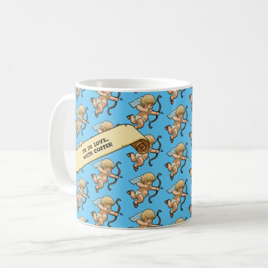 Mug Cupid I'm In Love With Coffee! Valentine's Pattern (Devant gauche)