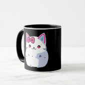 Mug Cupide chaton blanc Kitty avec botte rose (Devant gauche)