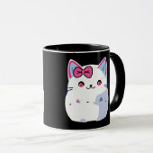 Mug Cupide chaton blanc Kitty avec botte rose (Devant droit)