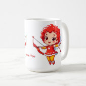 Mug Cupidon mignon avec arc et flèche (Devant droit)