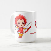 Mug Cupidon mignon avec arc et flèche (Devant gauche)