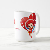 Mug Cupidon mignon avec arc et flèche (Devant droit)