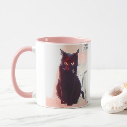 Mug Curieuse muqueuse de Black Cat (Avec donut)