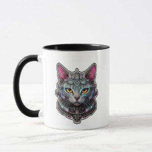 Mug Curieux Kitty dans un cyber-casque