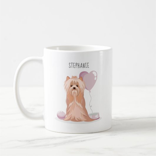 Mug Curte Yorkshire Terrier Anniversaire (Gauche)