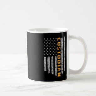 Mug Custodian American Flag USA Janitor School