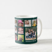 Mug Custom 18 Family Photo Collage Emerald Green (Devant droit)