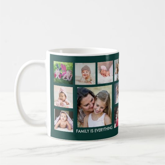 Mug Custom 18 Family Photo Collage Emerald Green (Gauche)