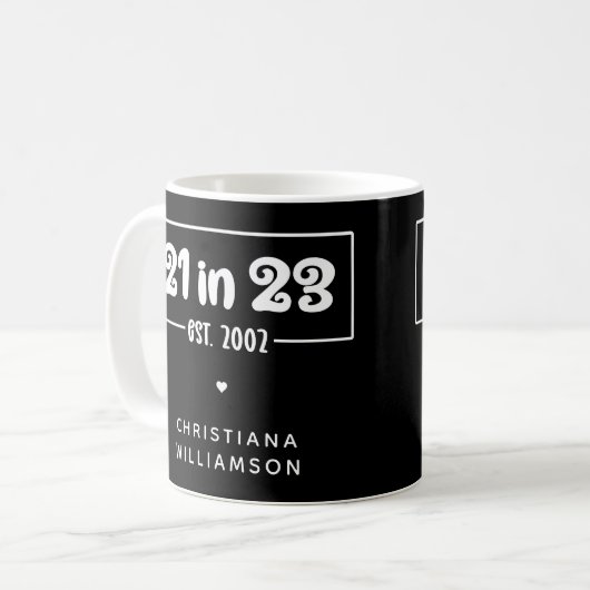 Mug Custom 21st Birthday Cadeau 21 en 23 Est 2002 (Devant gauche)