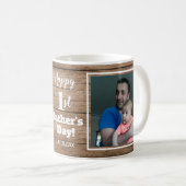 Mug Custom 2 Photo 1re Fête des pères Bois rustique (Devant droit)