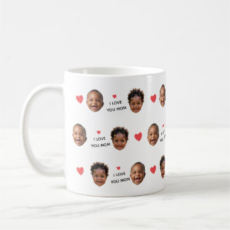 Mug Custom 2 Photo Baby Face Collage "I Love You Mom"