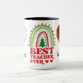 Mug Custom 2 Photos Cadeau de Noël Meilleur Enseignant (Centre)